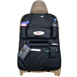 Organizador de asiento trasero de coche de piel sintética con 7 bolsillos de almacenamiento para niños, botella de juguete, bebidas, vehículos,...    