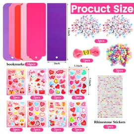 Riverwind 48 Sets DIY Bookmark Making Kits Colorful Blank Bookmarks Art Craft Kit Decorations Ornaments with Letters Beads Stickers for Kids Party Classroom Activity Reading Valentines Gifts Exchange