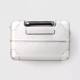 Open Story Signature Hardside Trunk Carry On Spinner Suitcase Metallic Silver - Open Story
