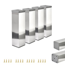 Furniture Feet, Metal Table Legs, Height Adjustable, Sofa Feet, Aluminium Profile, Pack of 4, 40 x 40 mm