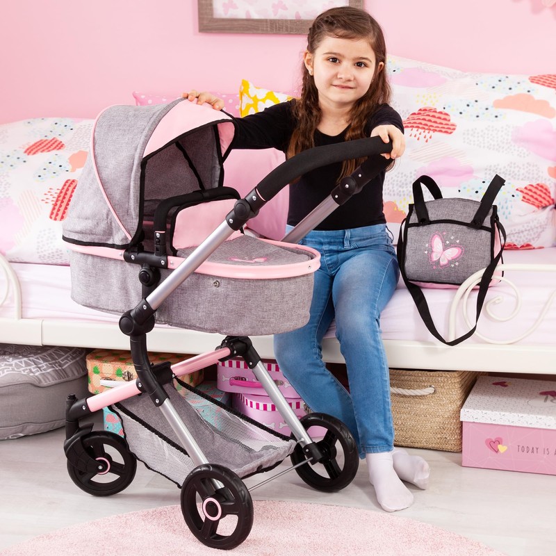 Bayer Design: Pram City Vario Stroller - Gray & Pink