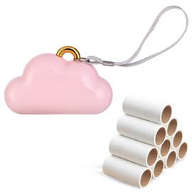 Mini Lint Roller for Travel Size, Cute Cloud Design Reusable Pink Lint Rollers for Pet Hair with 10 Refillable Rollers,Suitable for Various Cleaning Scenarios Such As Home Cleaning and Travel