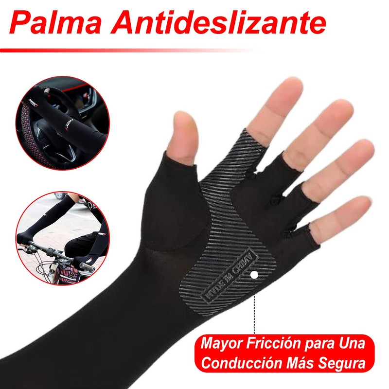 Mangas para Brazos, Guantes Antideslizante de Medio Dedo Mangas de