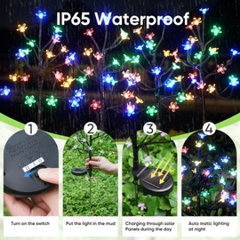 IUEECEN Solar Garden Lights Waterproof, Solar Outdoor Lights Decorative 8Pack, 160Led Solar Powered Flowers Garden Decor, Outdoor Fairy Light for Yard,Pathway,Lawn,Outside Decorations