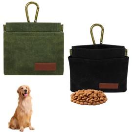 CUBETA 2 Pack Dog Treat Bags, Pocket Sized Pet Training Pouch, Hand Free Dog Walking Bag, Dog Treat Pouch with Carabiner, Auto Closing Pet Feed Reward Pocket for Puppy Travel or Outdoor Use