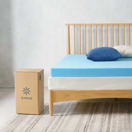 ZINUS 4 Inch Green Tea Cooling Gel Memory Foam Mattress Topper, Smaller, More Convenient WonderBox Packaging, Cooling Gel Foam, Pressure-Relieving Design, CertiPUR-US Certified, Full