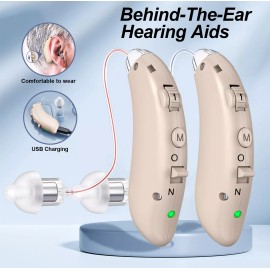 K&FCOPTEE Rechargeable Digital Hearing Aid Behind The Ear For Senior With Noise Cancelling