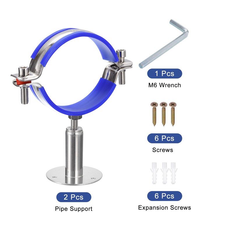 sourcing map 2Pcs Stainless Steel Pipe Supports Wall Mount Ceiling