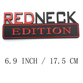 1pcs Redneck Edition CAR Emblem Chrome Badge 3D Sticker Decal Compatible with F-150 F250 F350 Silverado RAM 1500 (Red/Black)