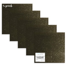 Black Glitter Vinyl, 12" x 12" Transparent Glitter Vinyl Sheets for Maker Explore, Silhouette Cameo, Decals, Stickers + Bonus Sample Exclusive by Turner Moore Edition (Black, 5-pk)