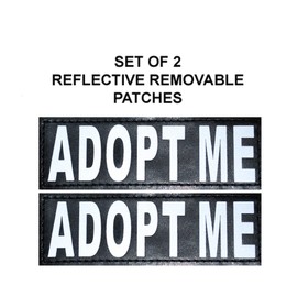 Doggie Stylz Set of 2 Reflective Adopt ME Removable Patches with Hook Backing for Working Dog Harnesses & Vests. Durable and Interchangeable - Comes in 3 Sizes Small, Medium and Large