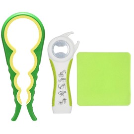 Otstar Jar Opener and Bottle Opener with Silicone Jar Gripper to Remove Stubborn Lids, Pull Tabs and Bottles-Designed for Weak Hands,Seniors, Arthritis - Ideal for Elderly and Children (Green)