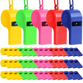 Vicloon Plastic Whistles Children, Pack of 60 Sports Whistles in Training, Sports Whistles with Lanyard for School Sports, Football, Students, Children