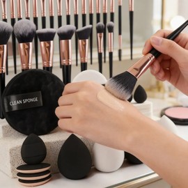45pzs Brochas Maquillaje Base Profesional Kit Con Esponjas