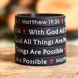SayitBands 5 With God All Things Are Possible Silicone Wristband Bracelets Matthew 19:26