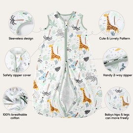 Yoofoss Baby Sleeping Bag 0-6 Months Baby Sleep Sack 0.5 TOG 100% Cotton Toddler Wearable Blanket for Infant Toddler