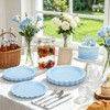 30 Pack Blue Scalloped 9 Inch Paper Plates, Disposable Flower