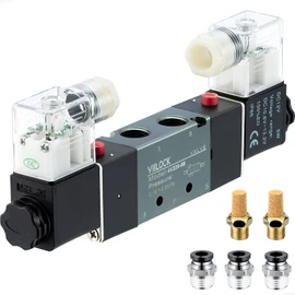 VIILOCK Pneumatic Solenoid Valve, 5 Way 2 Position 1/4”NPT Double Solenoid Internally Piloted Electric Air Control Valve 4V220-08 (DC12V)