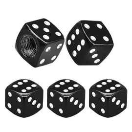 WALWAL Metal Tire Valve Cap, 5 PCS Dice Aluminum Stem Cover, Universal Fit for Car, SUV, Motorcycle, Bicycle - Reinforced Seal & Easy Installation (Black)