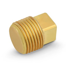 Supply Giant CSTQ0012 1/2-Inch Male National Pipe Taper Threads Brass Solid Plug with Square Head, Lead-Free Brass Pipe Fitting, Higher Corrosion Resistance Economical & Easy to Install