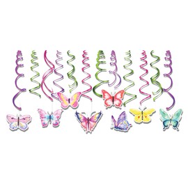 Kristin Paradise 21Ct Spring Butterfly Hanging Swirl Decorations, Paper Monarch Party Supplies, Birthday Theme Decor for Boy Girl Kids Baby Shower