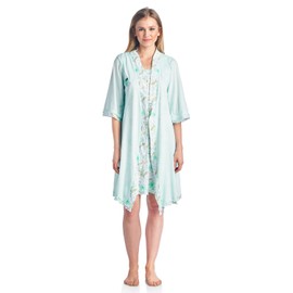 Casual Nights Women's Sleepwear 2 Piece Nightgown and Robe Set - Mint - Large