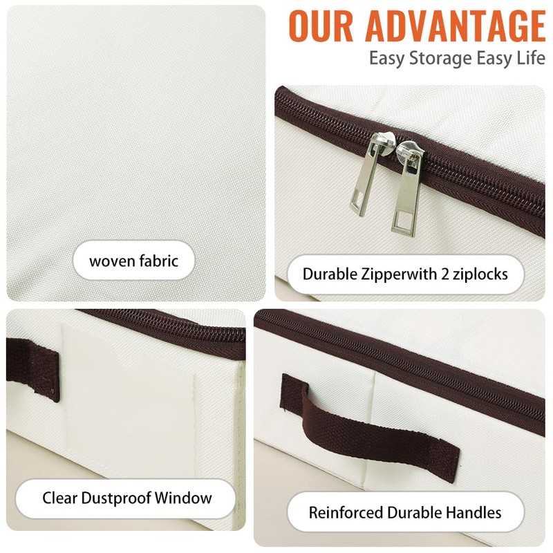 AMJ 4" Foldable Underbed Storage Closet Organizers and storage bins,