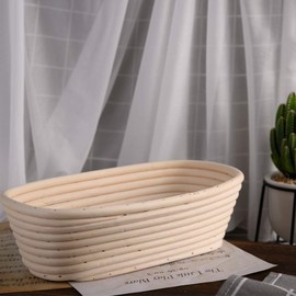 2 Pack 25cm Gärkörbchen Banneton Brotform Korb,Handgewebter Natürlicher Rattan Gärkorb mit Leinen Liner Stoff,Backzubehör für Heim und Profi-Bäcker.