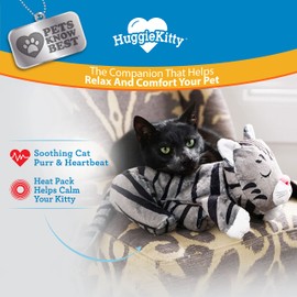 Pets Know Best HuggieKitty | Comfort Purring Companion with Heartbeat Sleep Aide for Cats & Kittens, Heating for Calming Relief, Carrier & Behavioral Training Essential, Breeds, Grey