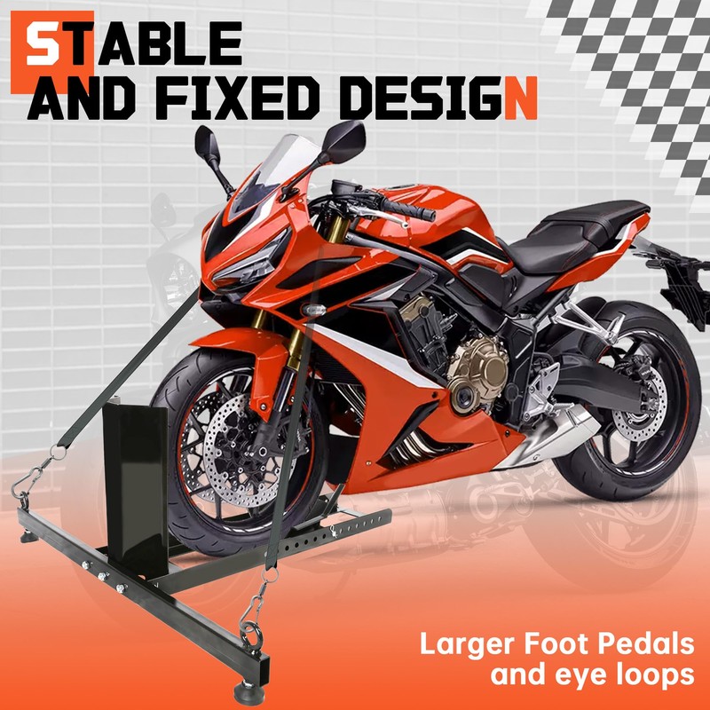 ECOTRIC Motorcycle Wheel Chock Stand Upright 1800lb Capacity, Adjustable Motorcycle