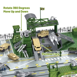 deAO Military Base Set, Army Men Playset with Military Vehicle,Weapon Gear Accessories,Vehicles Accessories and Play Map ,Great Army Toys for 3 4 5 Year Old Boys Girls Kids