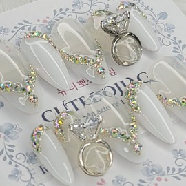Marriage Glam Handmade Nail Tips - Oval S / 메리지 글램 수제네일팁 - 오벌S