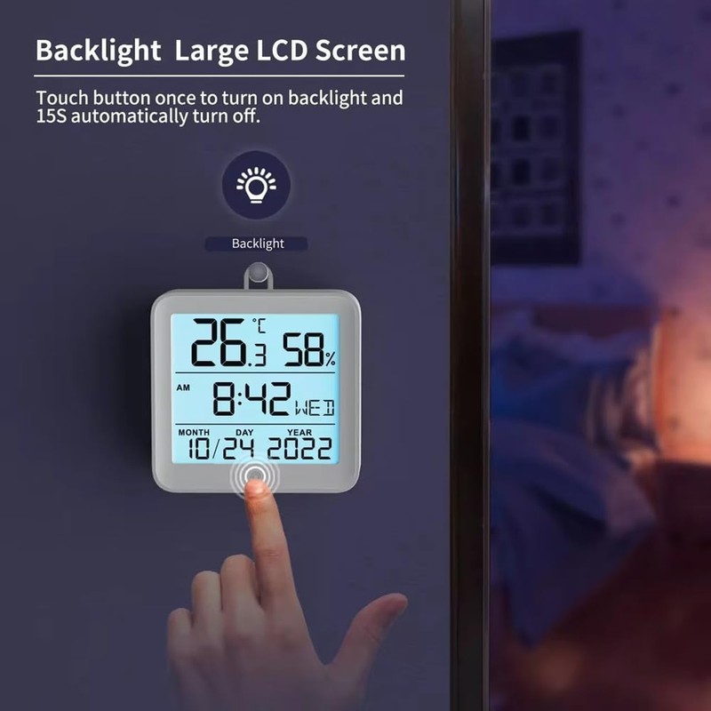 Snblzhef Digital Tuya WiFi Time Clock Date Thermometer Hygrometer Backlight