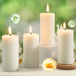 4 Pack Beeswax Pillar Candles,172 Hours Long Burning Pure Off-White Beeswax Candles,Unscented Bees Wax Candle for Home,Prayer,Dripless Smokeless Organic 100% Bees Wax Candle Bulk 2x4in