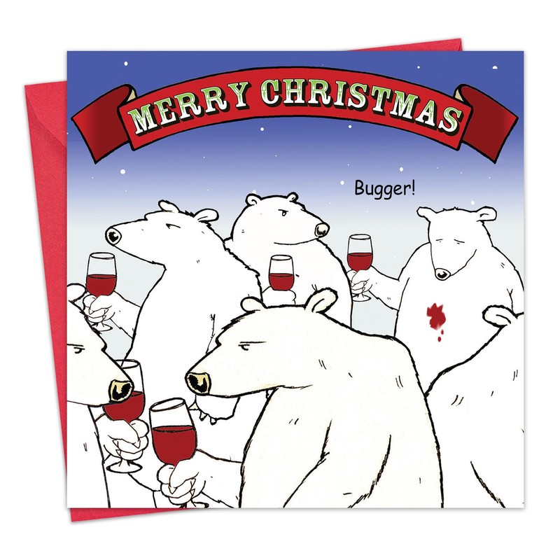 Twizler Lustige Weihnachtskarten, 8 Stück – Bugger Bear Design –