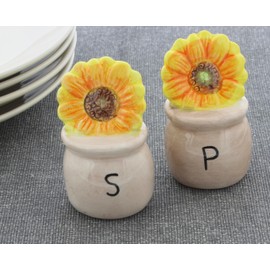 Potted Sunflowers Ceramic Salt & Pepper Shakers