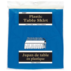 Solid Royal Blue Plastic Rectangular Table Skirt (73cm x 4 meters) 1 Count - Easy Assembly and Reusable, Elegant & Versatile Party Decor