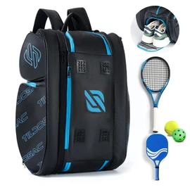TILDOSAC 2-in-1Detachable Pickleball Bag for Women & Men|Tennis Bag with Aluminum Foil-Insulated Racket Compartment|Fits Pickleball/Badminton/Tennis/Padel Rackets (Black Purple)