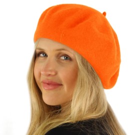 Classic Winter 100% Wool Warm French Art Basque Beret Tam Beanie Hat Cap Orange