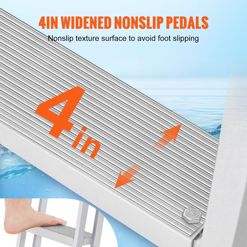 VEVOR Removable Dock Ladder 5 Steps, 350 lbs Load Capacity,
