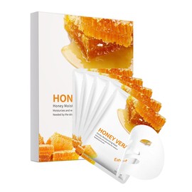 Honey Sheet Facial Mask Set, Anti-Aging Hydrating Moisturizing Mask, Fade Fine Lines for All Skin Types, Korean Beauty Skin Facial, Beach Vacation Essentials, Mother's Day Care Gift for Women, 5 Pack