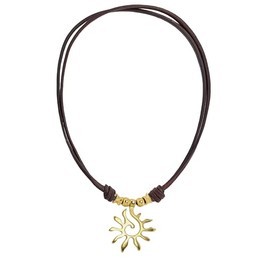 Beau Soleil Jewelry Leather Necklace Women's Necklace with Sun Pendant Adjustable Length, Leather
