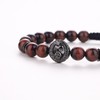 COAI Lion Red Tiger Eye Stone Beaded Bracelet for Men