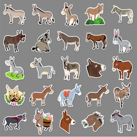 AUCEKO Donkey Stickers Pack of 50 Donkey Sticker Set Waterproof Vinyl Stickers for Laptop Children Cars Motorcycle Bicycle Skateboard Luggage Suitcase Computer Sticker Graffiti Decal