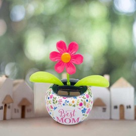 Red Flower Car Dashboard Decorations, Paste Shaking Head Car Mirror Dashboard Decor for Car Interior Home Office Desk Decoration Automobile Accessories