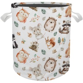 Briblaze Kids Laundry Basket, Cute Woodland Animals Nursery Laundry Basket Hamper Waterproof Collapsible Storage Bin Organizer for Bedroom Bathroom Baby Kids Room Dorm Clothes Toys