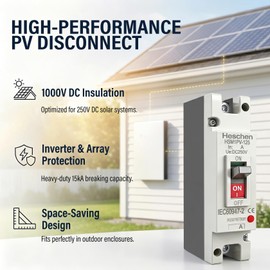 Heschen DC Circuit Breaker MCCB 1 Pin DC250V Photovoltaic Circuit Breaker for PV Solar System Solar Panels Power System (125A HSM1PV-125)