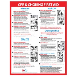 CPR Poster - Heimlich Maneuver Restaurant Sign - Laminated, 17 x 22 inches - Infant, Child, Adult CPR and Choking First Aid Poster - School Nurse Office Decor