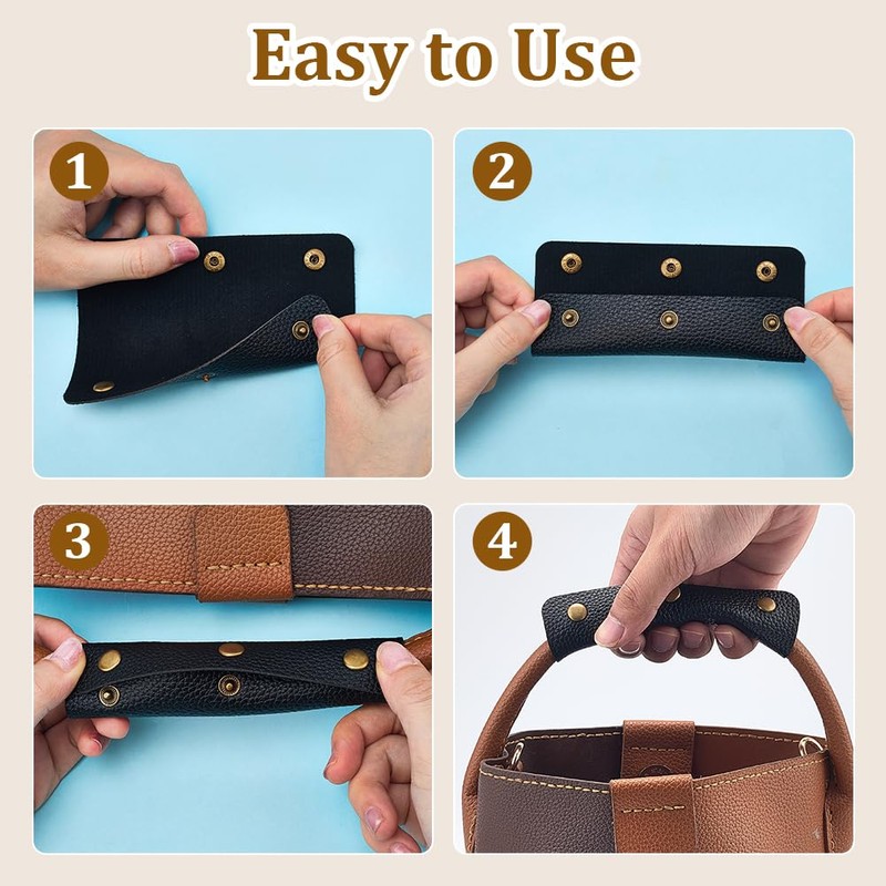 CALFOVERA 2PCS Handbag Handle PU Leather Wrap Cover Purse Bag
