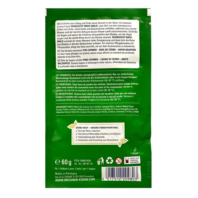 Dresdner Essenz Bath Foam Longing for Forest 6 x 60